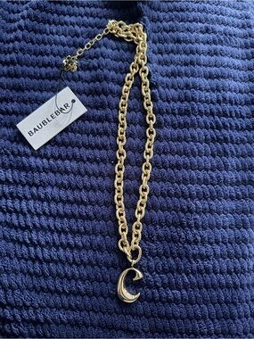 BaubleBar Gold Crescent Moon Chunky Link Necklace